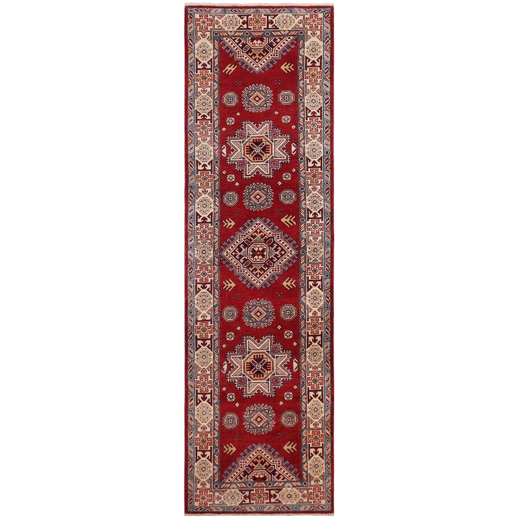 Southwestern Super Kazak Soleil Red/Beige Hand Knotted Wool Runner - 2'7'' x 9'6''