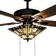 preview thumbnail 3 of 9, Copper Grove Orson Bronze Metal/Stained Glass 5-blade 52-inch Craftsman Ceiling Fan - 52"L x 52"W x 20"H - 52"L x 52"W x 20"H