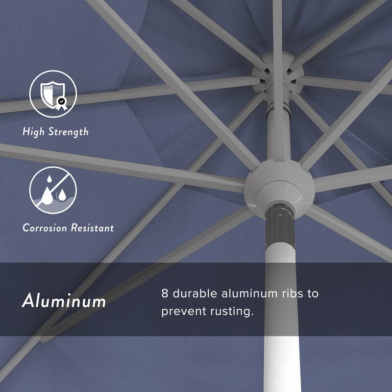 California Umbrella 11' Rd. Aluminum Patio Umbrella, Crank Lift, Collar Tilt, Dbl Wind Vent, White Finish, Sunbrella Fabric