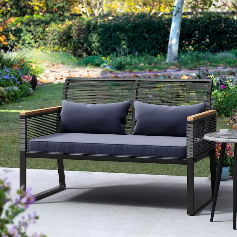 Moasis Wicker Patio Loveseat - 28.3"L x 23.6"W x 37.4"H