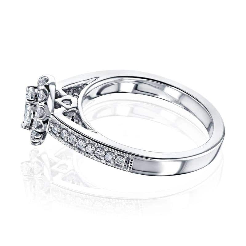 Annello by Kobelli 10k White Gold The Pear Halo Diamond Ring (HI/SI, HI/I)