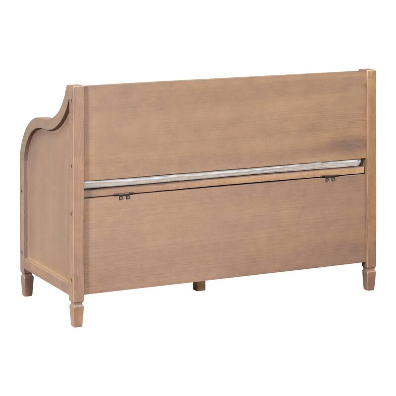 Rustic Style Solid wood Entryway Multifunctional Storage Bench with Safety Hinge