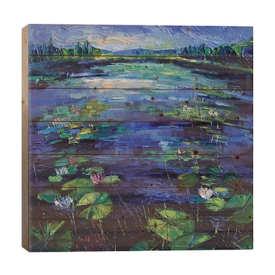Water Lilies Magic Print On Wood by Mona Edulesco - Multi-Color