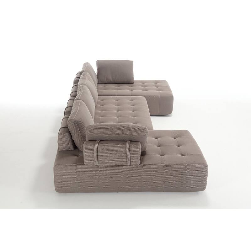 138.5" 6-seat Modular Sectional Sofa Set with Back Cushion