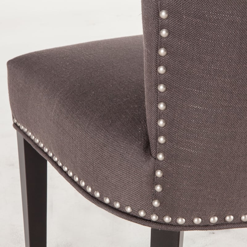 Quincy Set of Two Charcoal Grey Dining Chairs with Nailhead Trim