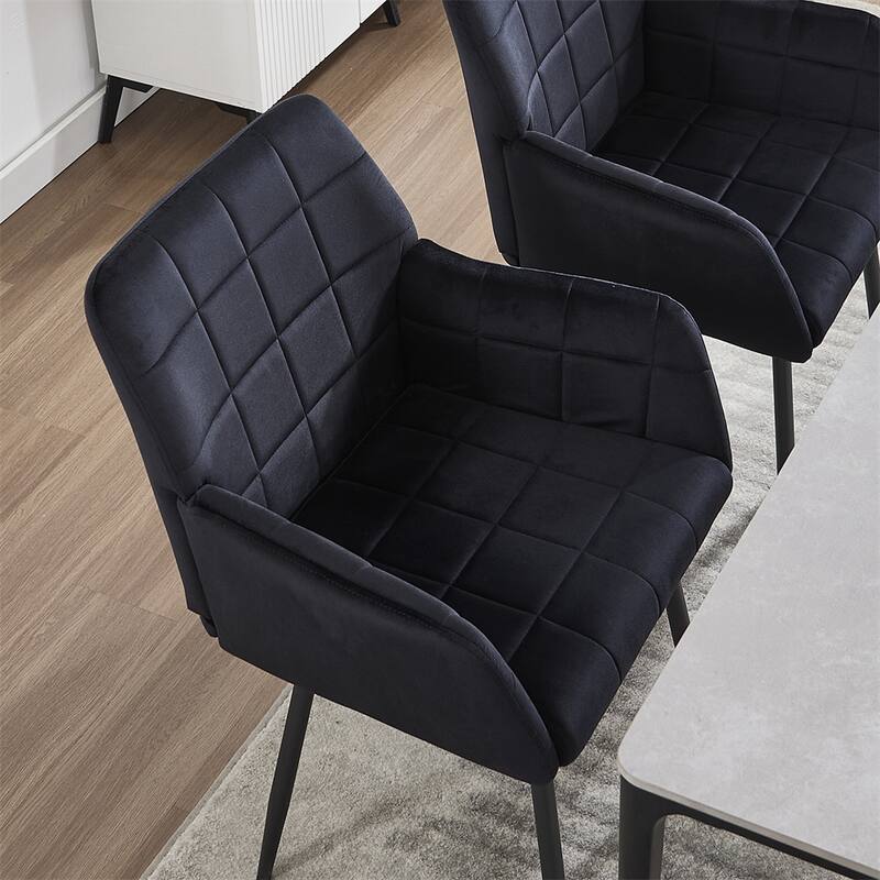 Dining Chairs Set of 2,Upholstered Kitchen Chairs w/Comfortable Seat - Black