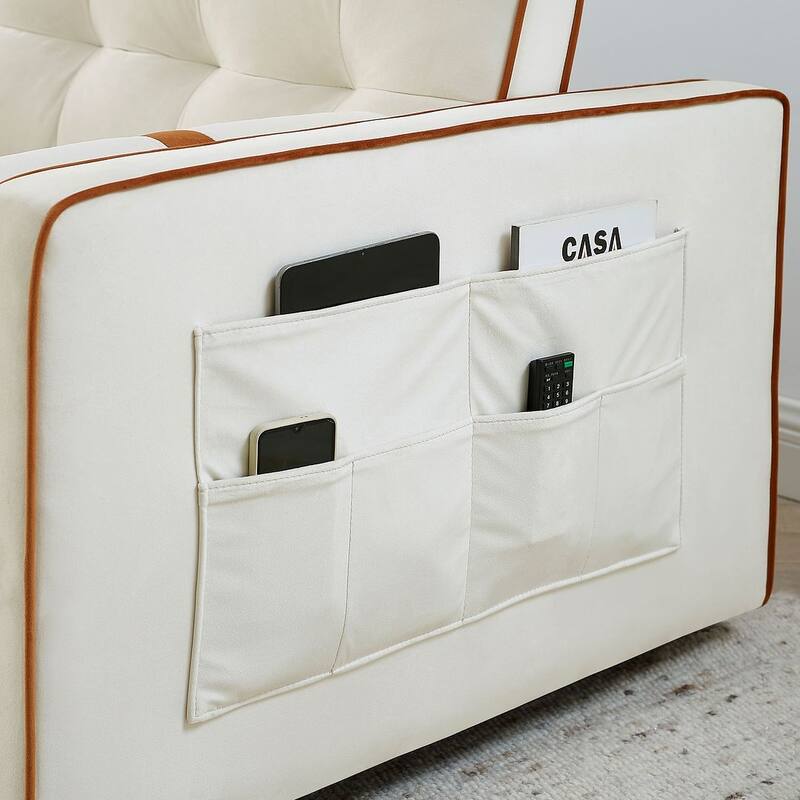 Modern 55.5" Velvet Pull-Out Adjustable Sofa Bed with Side Pockets