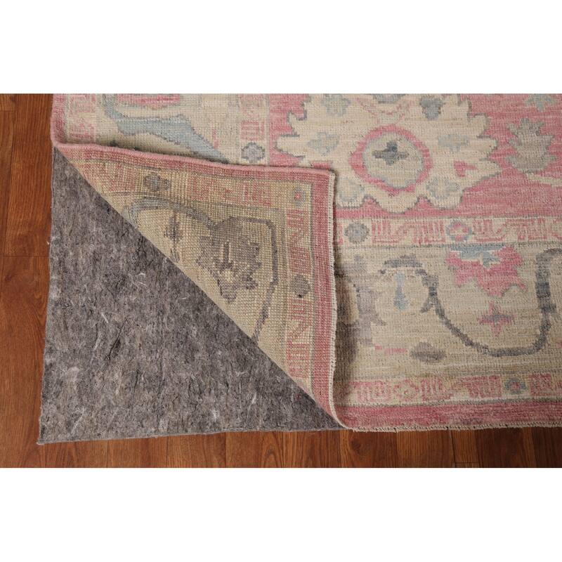 Pink Oushak Vegetable Dye Area Rug Handmade Wool Carpet - 6'0"x 8'8"