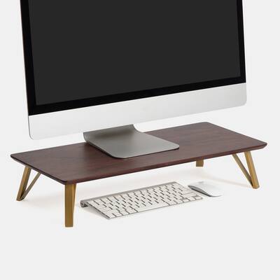 Jani Wood Monitor Stand Riser Desk - Ergonomic Design Stand, Desktop Organizer Table for Home, Office Workspace, Gaming Desk