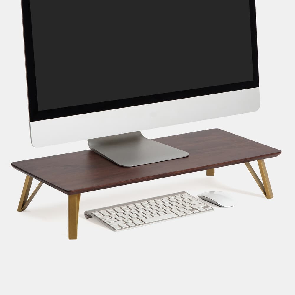 Jani Wood Monitor Stand Riser Desk - Ergonomic Design Stand, Desktop Organizer Table for Home, Office Workspace, Gaming Desk