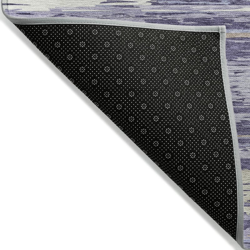 Machine Washable Indoor/ Outdoor Abstract Stripes Chantille Rug