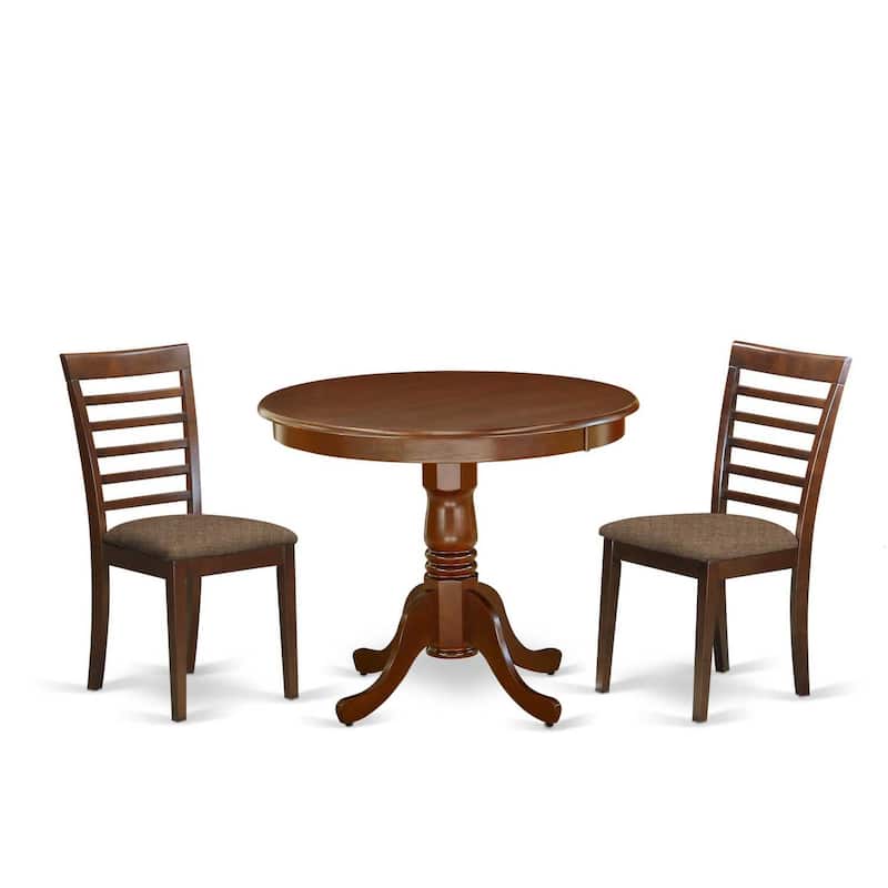 Round Kitchen Table Set 36 Inch Southwestern Style Table & 2 Dining Chairs