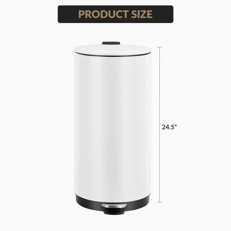 8 Gal Round Trash Can, Step-on Garbage Bin for Kitchen, Office, Bathroom