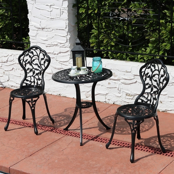 cast aluminium bistro set black