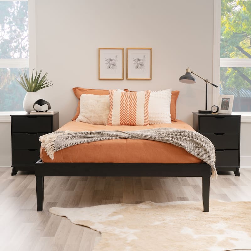 Purcell Bedroom 3-Piece Set with 3-Drawer Nightstands (Set of 2) - Black - Full