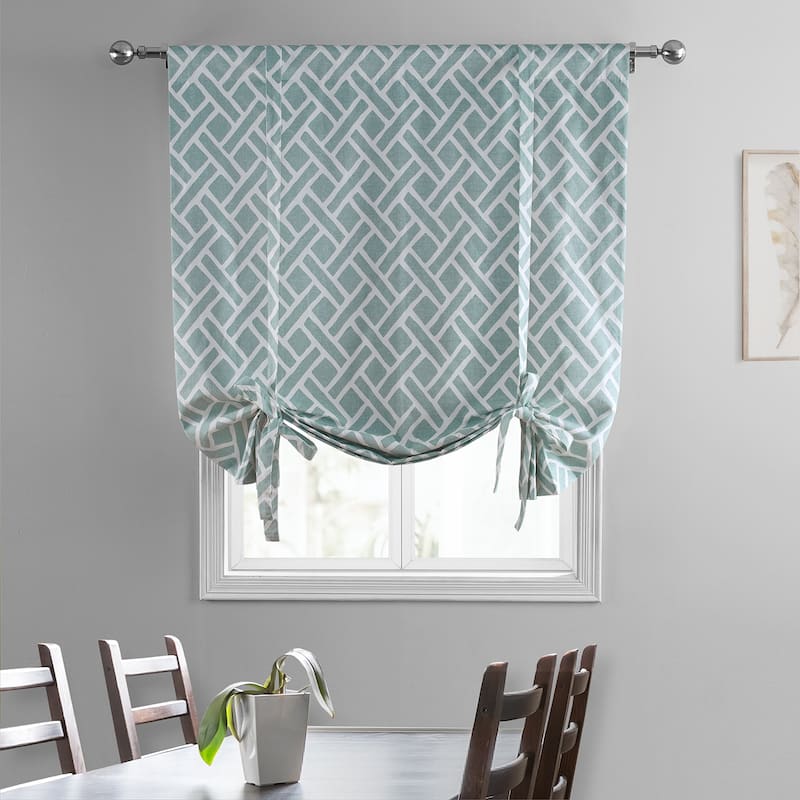 Exclusive Fabrics Martinique Printed Cotton Room Darkening Tie-Up Window Shades - 46 X 63