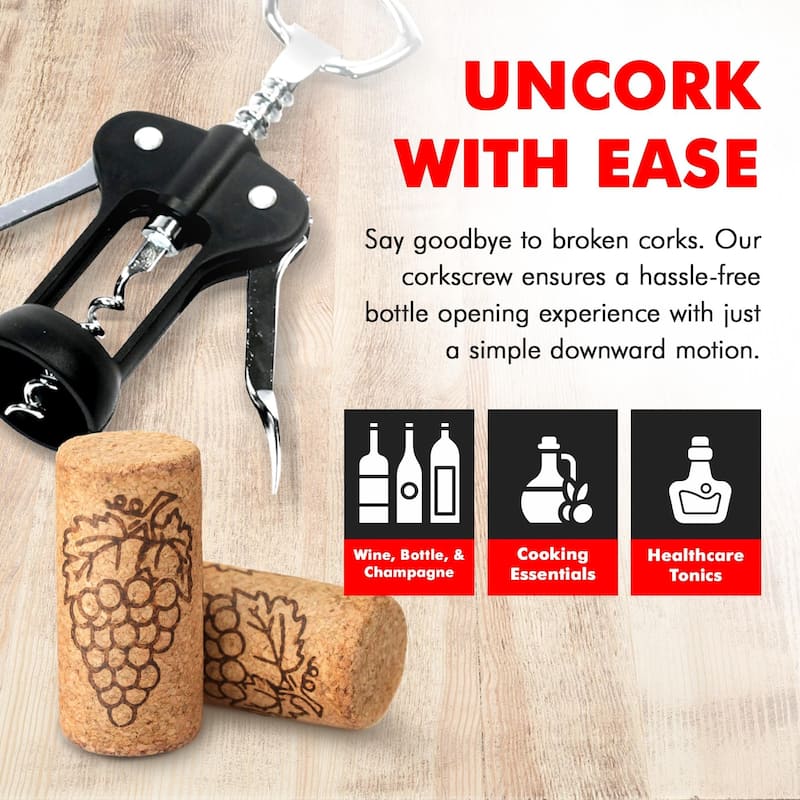 Chef Craft Chrome Winged Corkscrew Wine Bottle Opener