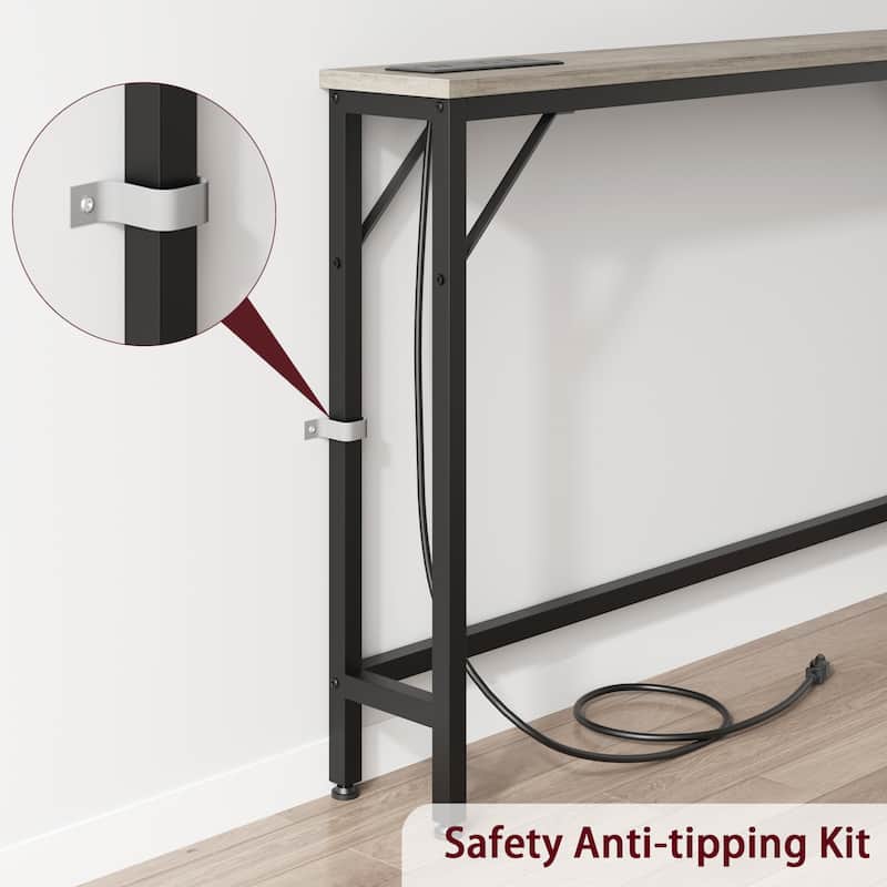 5.9" Narrow Sofa Table, Skinny Console Table with Storage