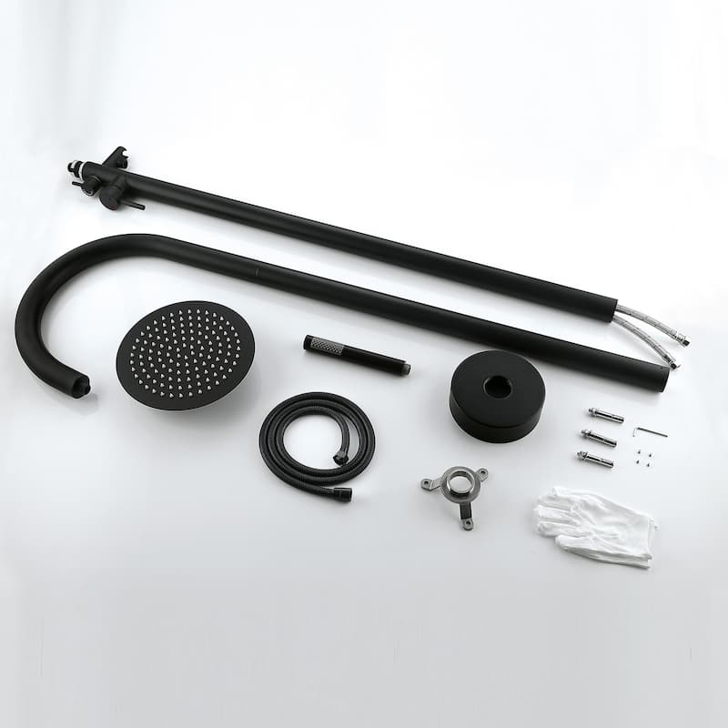 Freestanding Outdoor Shower System, Outdoor Shower Fixtures with Shower Head and Handheld
