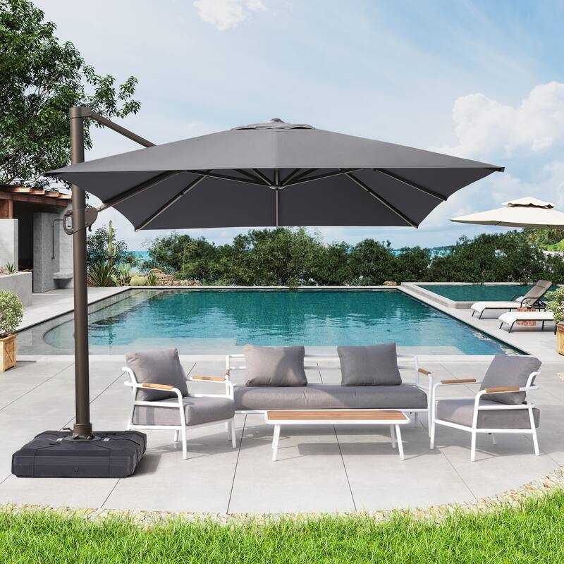 Luxury Outdoor Shade Canopy Patio Cantilever Offset Umbrella with 360-degree Rotation