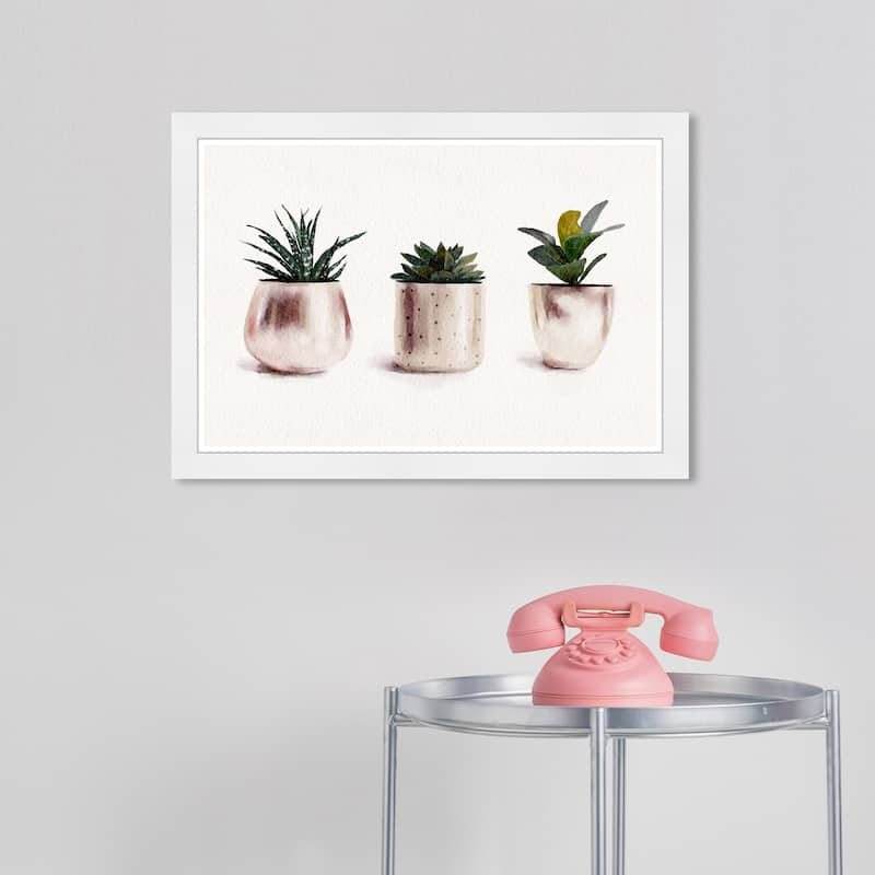 Wynwood Studio Prints Floral and Botanical Line of Succulents White and Dark Green Farmhouse Wall Art Canvas Print - White