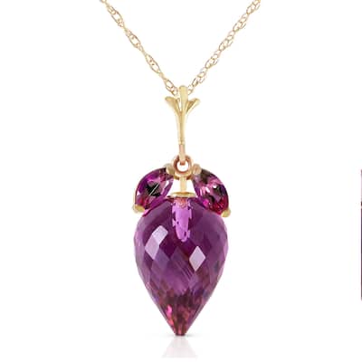 10 Carat 14K Solid Gold Necklace Marquis Pointy Briolette Amethyst