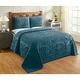 preview thumbnail 1 of 5, Better Trends All Season Chenille Bedspread w/Sham Set 100% Cotton Soft Lightweight Medallion Design Coverlet Trevor Collection Teal - Twin