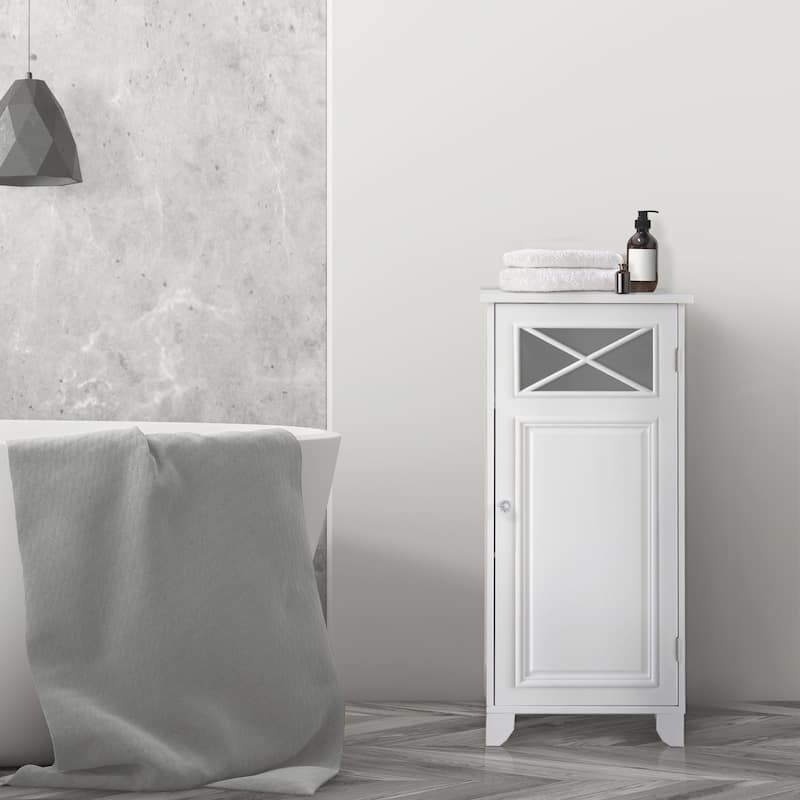 Teamson Home Dawson Freestanding Slim Floor Cabinet - 13"L x 15"W x 32"H - Colored - White