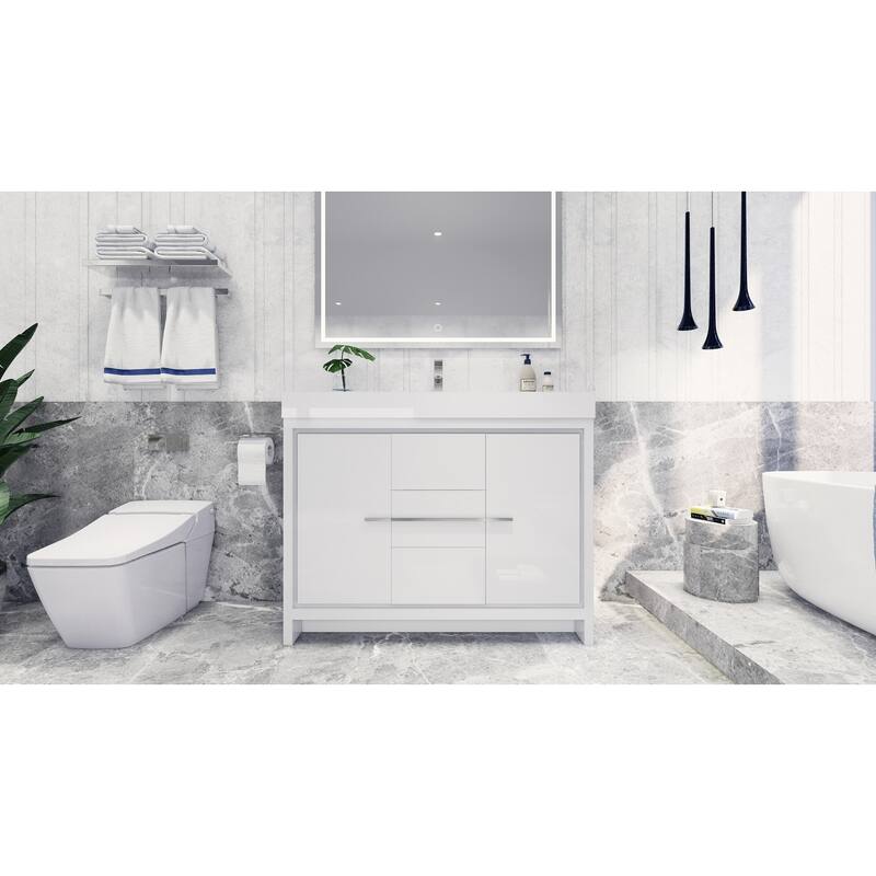 Dove 48'' Freestanding Vanity with Reinforced Acrylic Sink