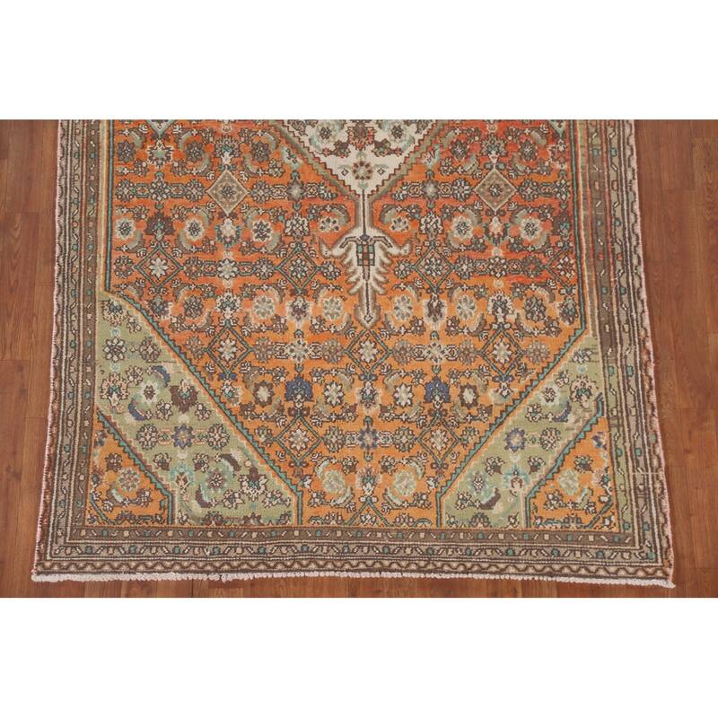 Hand Knotted Oriental 100% Wool Carpet Traditional Medallion Oranges & Rust Hamedan Area Rug - 8' 6'' X 5' 0''