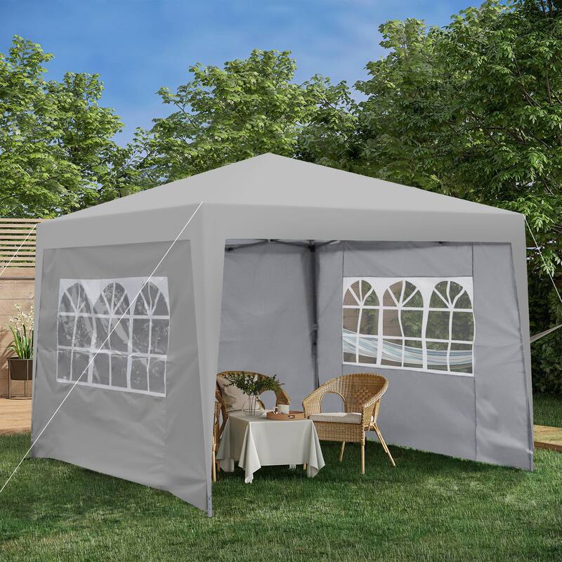 Outdoor 10x 10Ft Pop Up Gazebo Canopy Tent Removable Sidewall with Zipper, 2pcs Sidewall with Windows,with 4pcs Weight sand bag