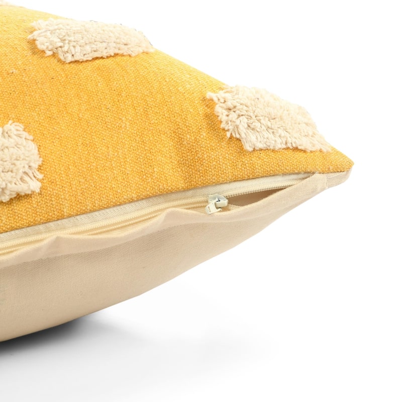 Textured Pom Pom Polka Dot Throw Pillow - 20" - Yellow and White