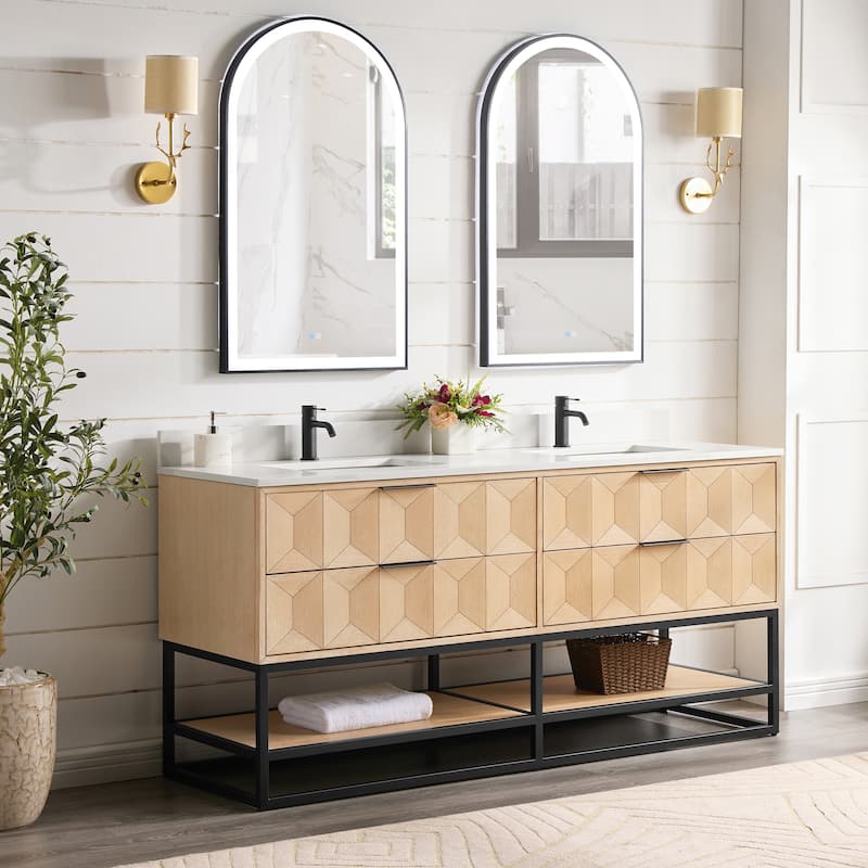 Milagro Bath Vanity with White Quartz Stone Top without Mirror