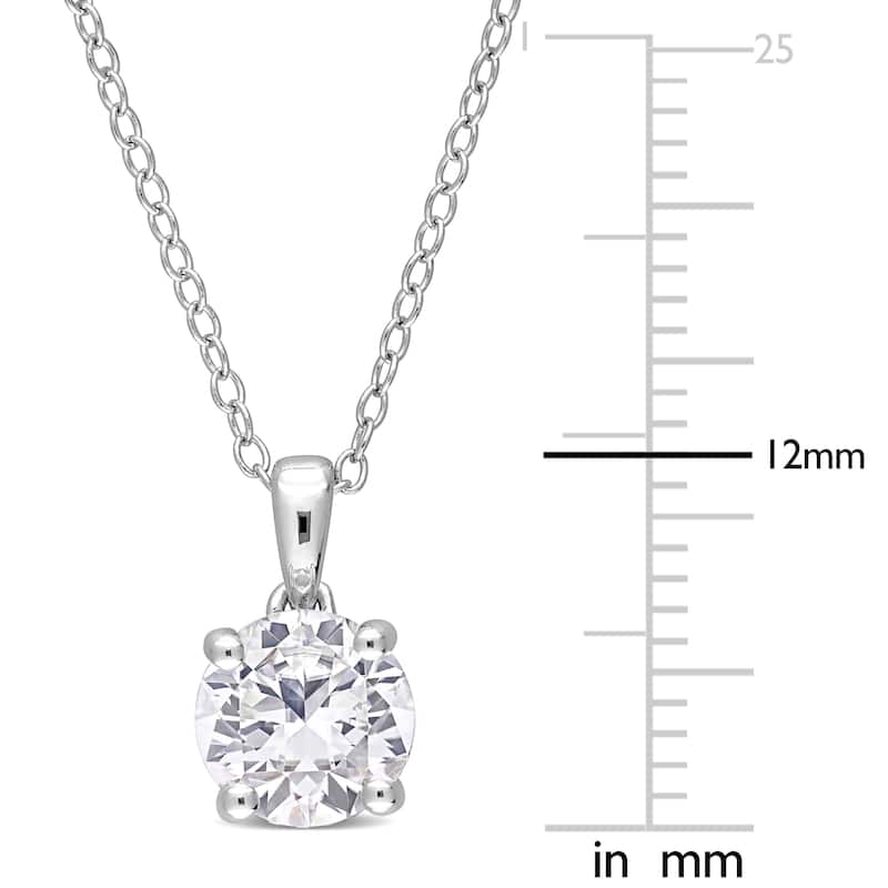 Miadora Created White Sapphire Solitaire Birthstone Necklace in Sterling Silver