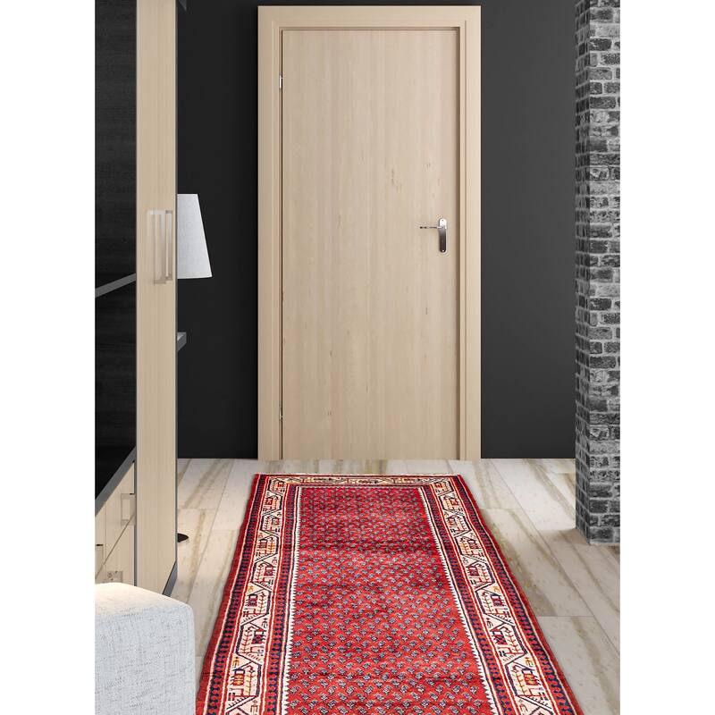 ECARPETGALLERY Hand-knotted Andelz Red Wool Rug - 3'5 x 9'11