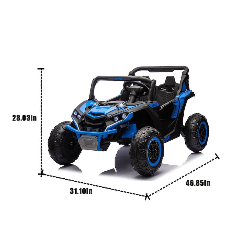 24V 2-Seater Kids Electric UTV Ride-On for Ages 3+, Remote Control with Bluetooth & LED Lights - Blue