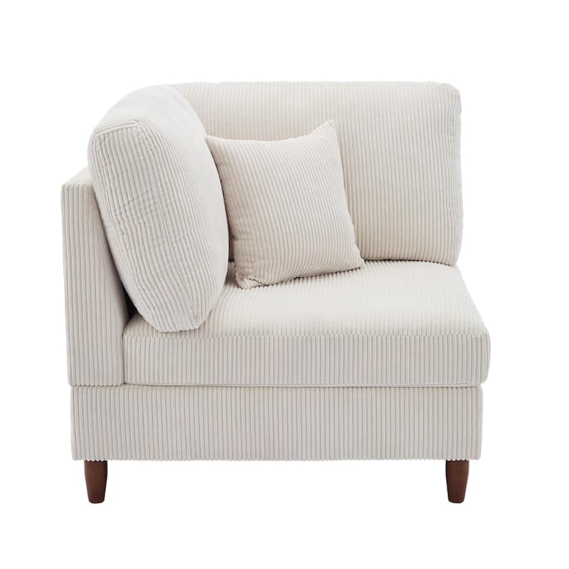 Corduroy Accent Chair with Ottoman Modular Couch Sectional Sofa
