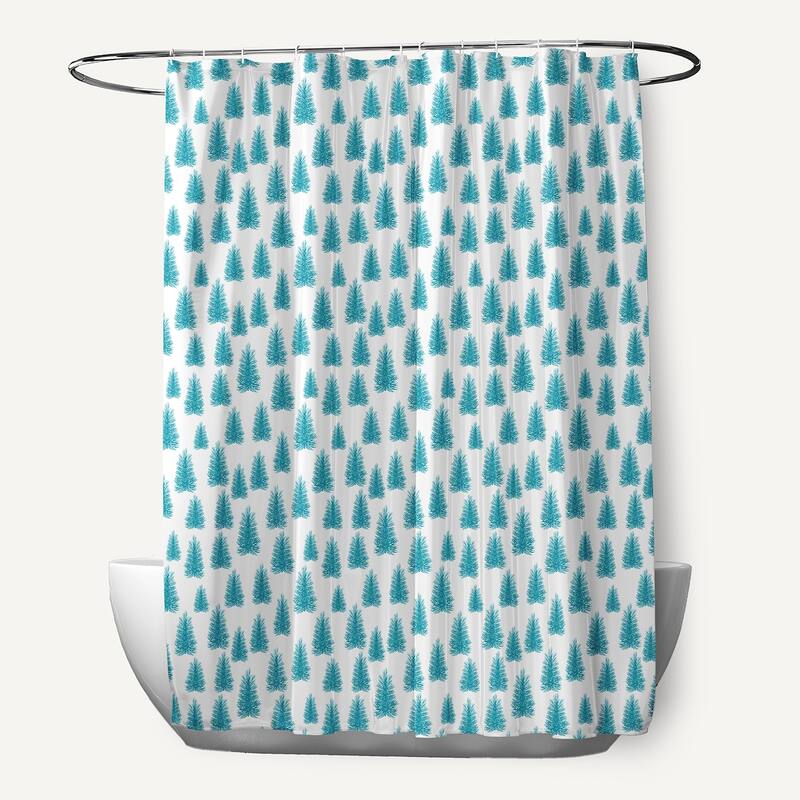 Christmas Trees Pattern Shower Curtain - Turquoise