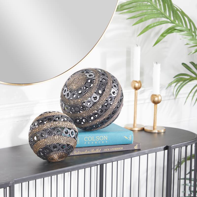 Grey Metal Industrial Sculpture (Set of 2) - S/2 8", 6"W