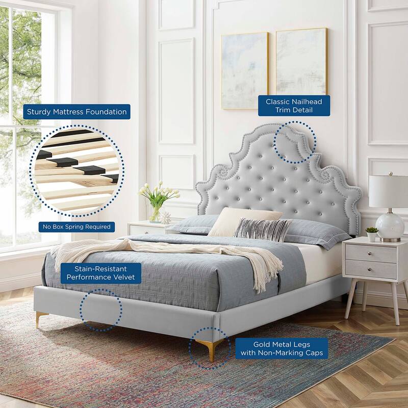 Gwyneth Tufted Performance Velvet Full Platform Bed