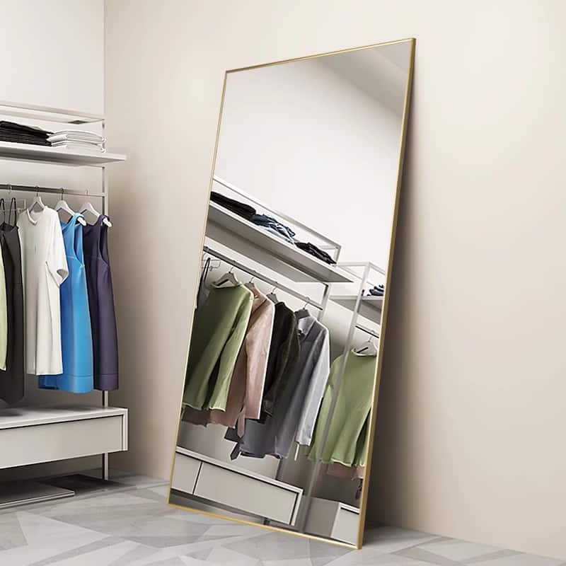 Modern Aluminum Alloy Thin Framed Full Length Floor Mirror