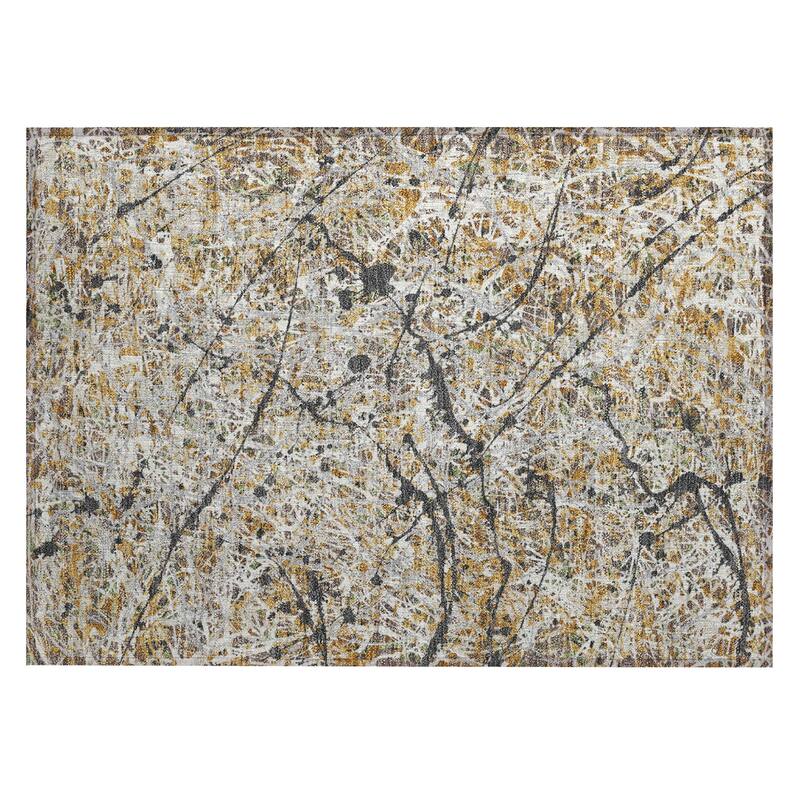 Machine Washable Indoor/ Outdoor Modern Splatter Chantille Rug