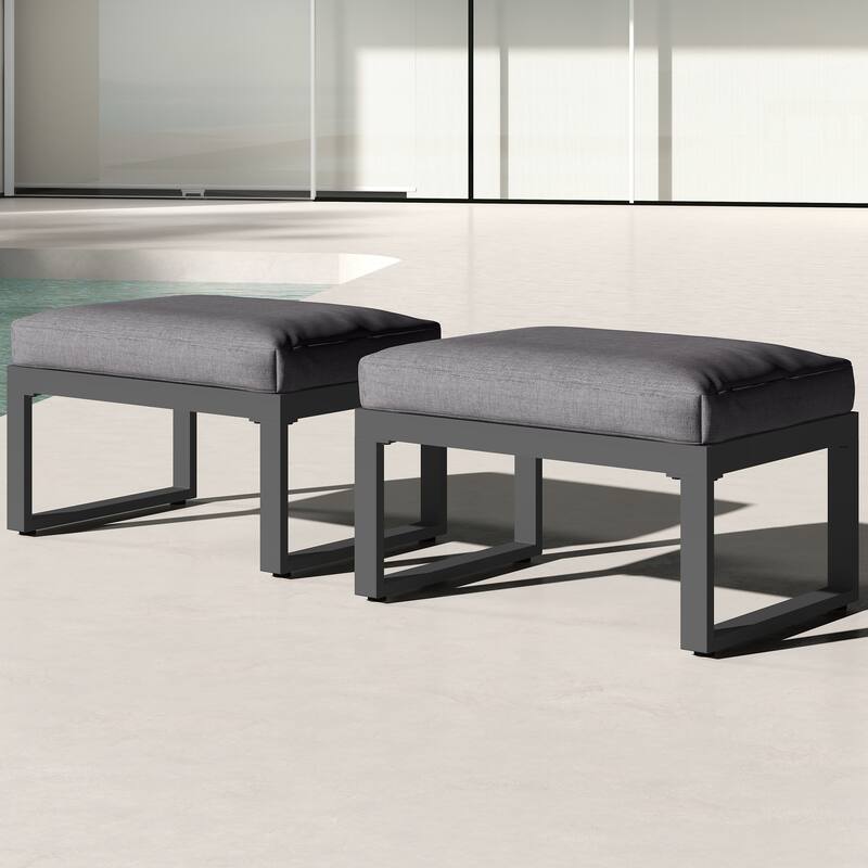 Metal Outdoor Ottoman with Cushion