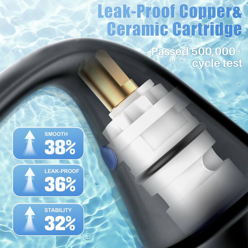 WOWOW 4 in. Centerset Double Handle High Arc Bathroom Sink Faucet