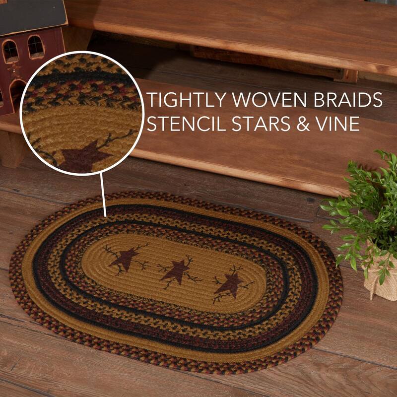 Heritage Farms Star and Pip Jute Rug Oval w/ Pad 20x30 - 20" x 30"