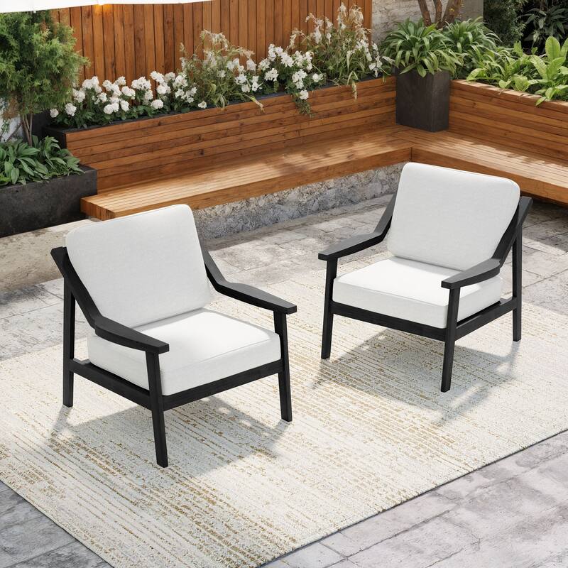 Solid Wood Outdoor Arm Chair Loveseat with Cushion