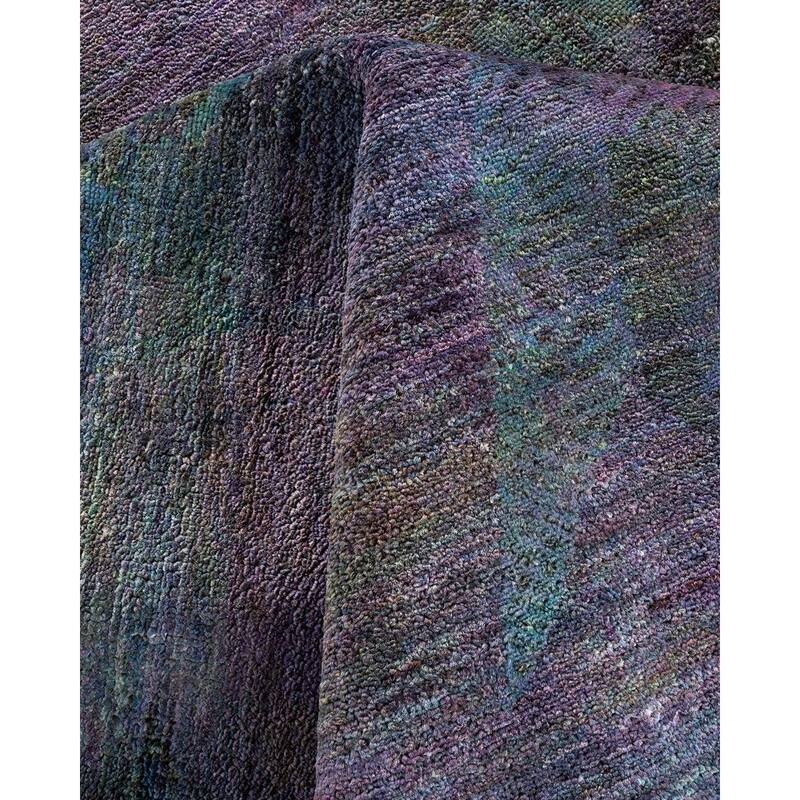 Overton Hand Knotted Wool Vintage Inspired Modern Contemporary Overdyed Purple Area Rug - 9' 0" x 12' 9"