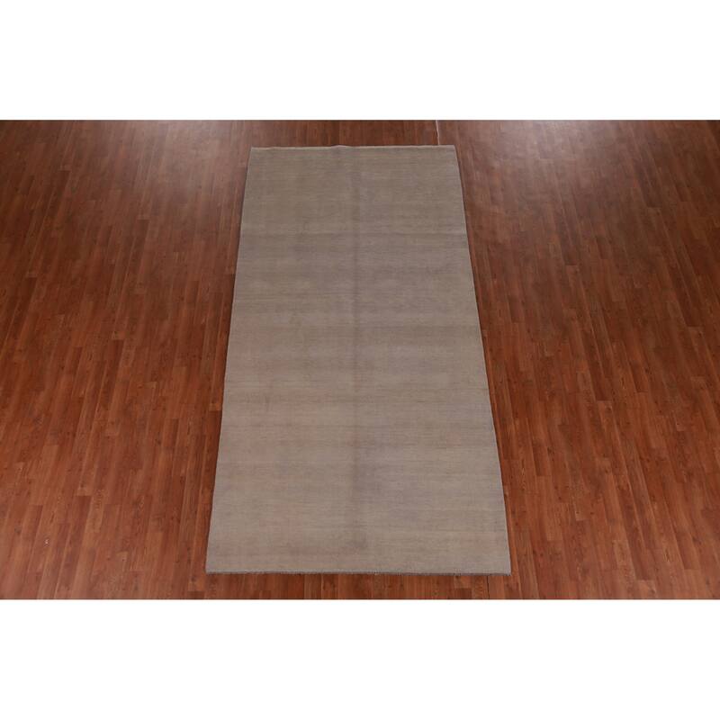 Hand Knotted Oriental 100% Wool Carpet Modern Solid Beige & Ivories Gabbeh Area Rug - 10' 3'' X 5' 2''