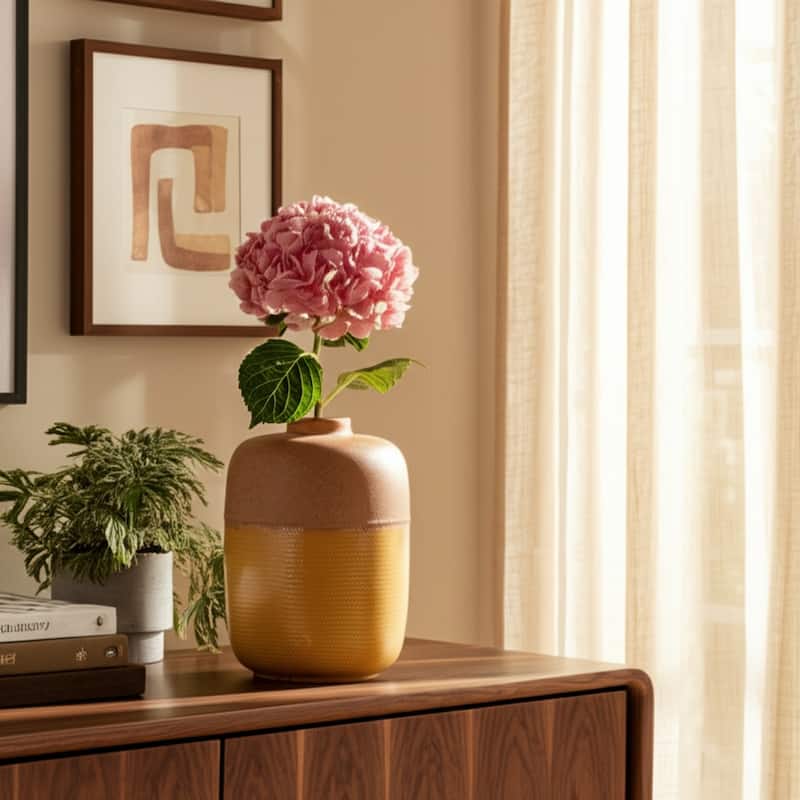 Ceramic Vase Trendy Tribeca Style with Floral Embossed Design