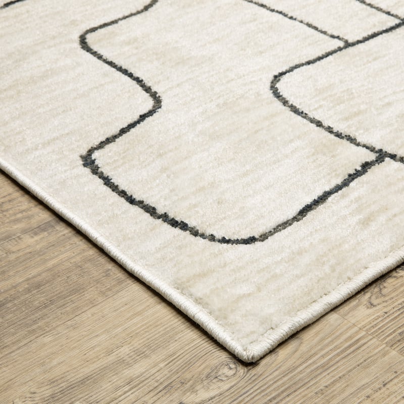 Hansel Abstract Lines Beige/ Black Area Rug